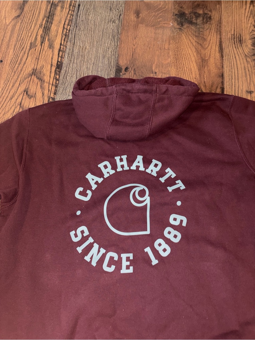 Carhartt Men's Burgundy Pullover Hoodie with Sleeve Logo - Picture 5 of 5